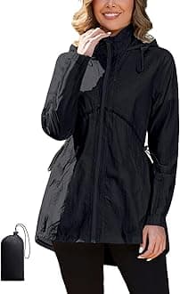 PITINAN Rain Jacket Women Lightweight Waterproof Windbreaker Jacket Women Packable Raincoat with Pockets S-XXL