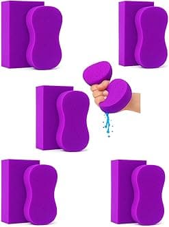 Multi-Purpose Sponges for Cleaning - Purple Sponge 10 Pack, Large Sponges for Car Washing, Tile & Grout, Bulk Pack Sponge