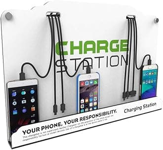 VIPATEY Mobile Phone Wall Charging Station with 8 Ports and High Speed Cables Compatible with iPhone, iPad, Samsung, Tablets and More Encore
