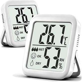 Antonki 2 Pack Room Thermometer for Home Indoor Hygrometer Humidity Meter Gauge Digital Temperature and Humidity Sensor Monitor for House Terrarium Incubator Greenhouse - Battery Included