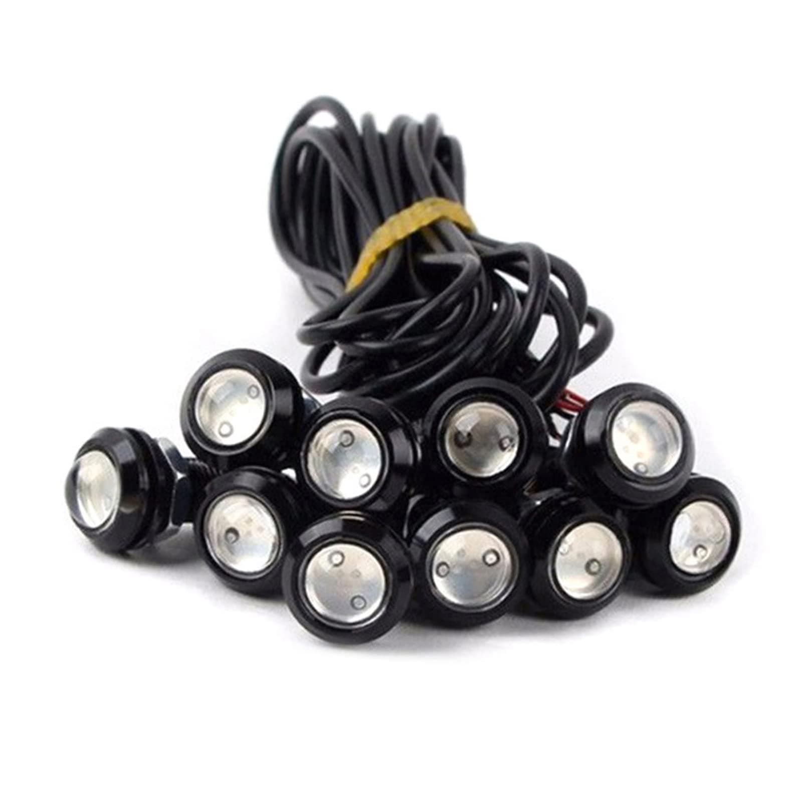 18mm Eagle Eye LED Bulb,DRL Light Ultra Thin Waterproof Black Aluminum Shell Car Motorcycle Turn Signal Light Fog Tail Backup Reverse Light,10-Pack