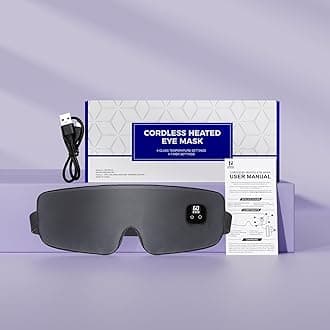 Aroma Season Silk Heated Eye Mask Cordless, 1500mAh Warm Eye Compress for Dry Eyes, Blepharitis, 4 Time Levels and 4 Temperature Settings, Washable (Dark Gray)