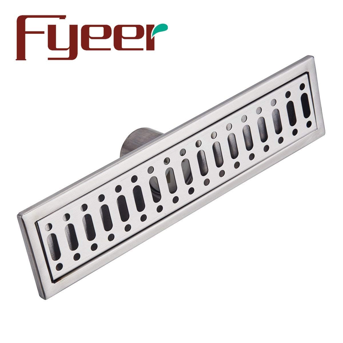Fyeer Linear Shower Drain Floor Drain Bars Drain Strainers with Removable Wave Pattern Grate, 24-Inch, Brushed 304 Stainless Steel