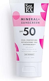 MINERAL+ SPF 50 Mineral Sunscreen with Zinc Oxide – Reef Safe, Broad Spectrum UVA/UVB Protection, Water Resistant Sunblock for Face & Body