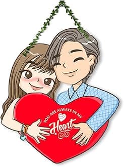 Artvibes Love Heart Wall Hanging For Home Decor | Couple Gifts | Items for Girlfriend Boyfriend Husband Wife | Livingroom Decoration | Art Piece for Bedroom (WH_8308N)