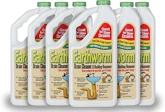 Earthworm Drain Cleaner - Drain Deodorizer - Natural and Safer for Families - Six (6) 32 oz Bottles