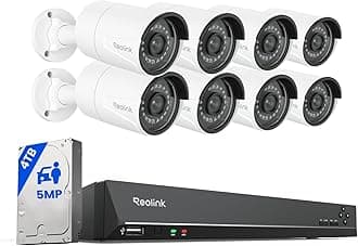 16CH 5MP Home Security Camera System, 8pcs Wired Outdoor PoE IP Cameras with Person/Vehicle/Pet Detection, 8MP 16CH NVR with 4TB HDD for 24-7 Recording, RLK16-410B8-5MP
