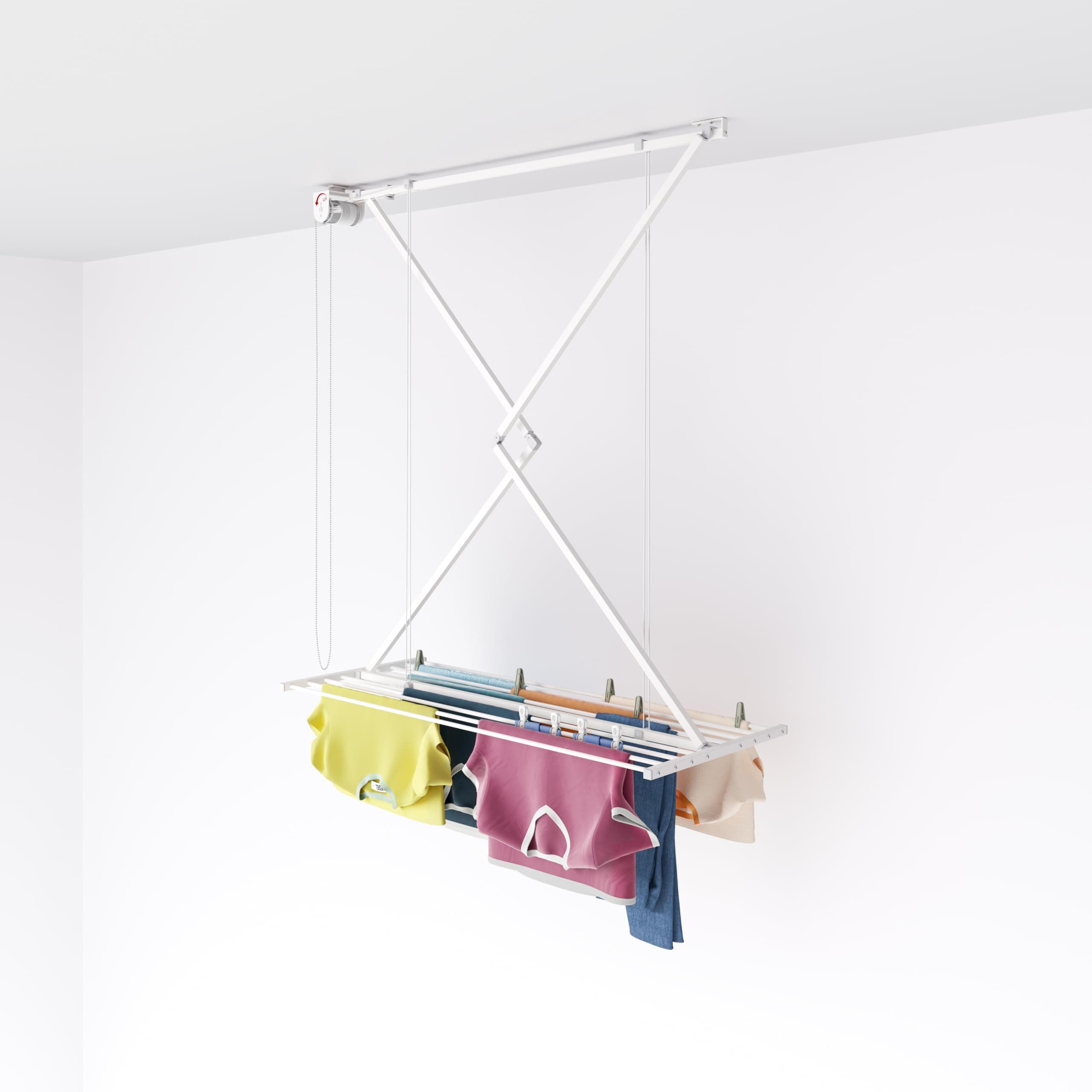 Foxydry Mini, Space saving, foldable drying rack for ceiling mounting, 128x54x25cm