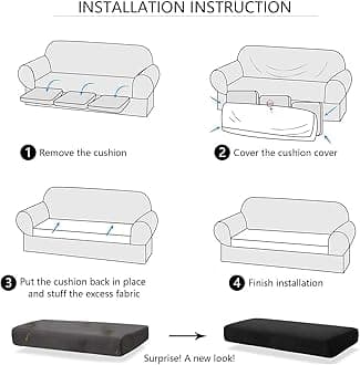 Surwin Jacquard Sofa Cushion Cover Couch Seat Covers Sofa Seat Cushion Slipcovers Sofa Cover, Plush Winter Warm High Stretch Fabric Washable Summer Furniture Protector (Beige Yellow,2 Seat Plus)