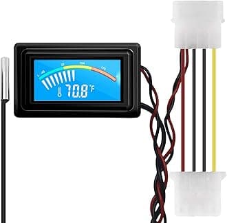 KETOTEK Digital Thermometer Temperature Meter Gauge Waterproof Sensor Probe Aquarium Car PC case Incubator Temp Meter 4 Pin Power Supply Celsius/Fahrenheit LCD Display