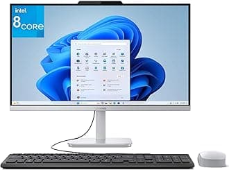 Lenovo 24 23.8" All-in-One Desktop Computer for Home Office, 32GB DDR4 RAM, 4TB PCIe SSD, Intel Processor 8-Core i3-N305, Lifetime Office 365 for Web, FHD AIO PC, WiFi 6, BT 5.2, Win 11, White