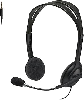 Logitech H111 Wired Headset, Stereo Headphones with Noise-Cancelling Microphone, 3.5 mm Audio Jack, PC/Mac/Laptop/Smartphone/Tablet - Black