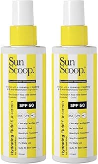 Hydrating Fluid Sunscreen for Face and Body SPF 60 PA++++ Broad Spectrum| In-Vivo Tested| Cooling Sensation| For Face & Body| Absorbs Quickly| No White Cast| For All Skin Types (125ml-Pack of 2)