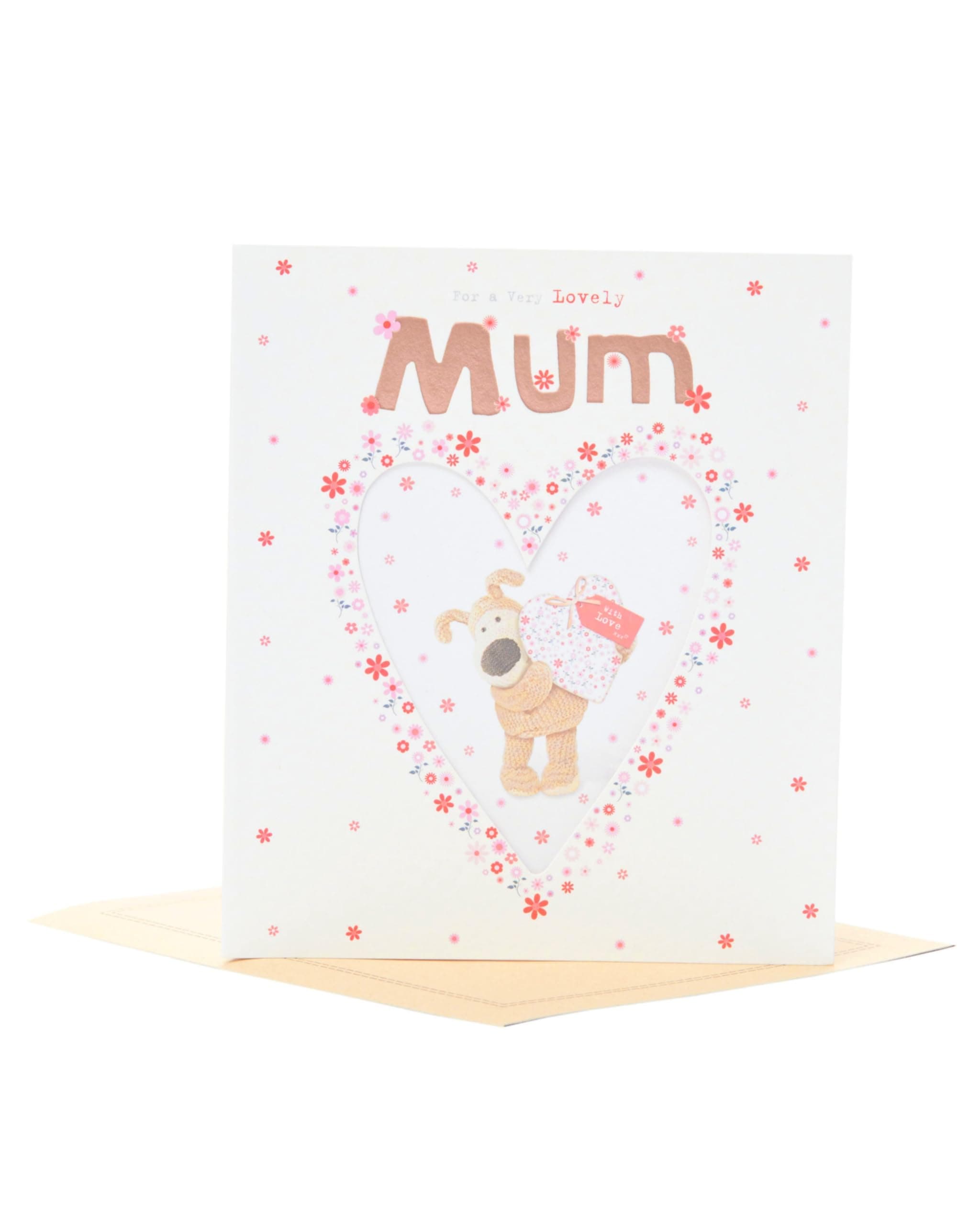 Boofle | Birthday Card For Mum | Happy Birthday Gifts | Her, Girls, Women | Sweet Design With Patterned Heart | With Envelope | 18.4 x 15.9 cm