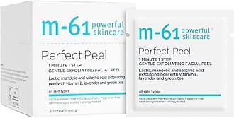 M-61 Perfect Peel | Gentle Exfoliating Facial Peel With Lactic, Mandelic, Salicylic Acid. For Sensitive Skin Or Lighter Daily Exfoliation. 1 Minute, 1 Step - 30 Treatments