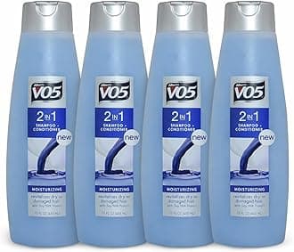 Alberto VO5 2 in 1 Shampoo and Conditioner for Unisex - 15 oz Shampoo and Conditioner - Pack of 4 - Deeply Nourishing Formula Revitalizes Dry and Damaged Hair