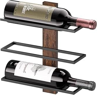 B4Life Wall Mounted Wine Rack for 3 Wine Bottles, Wood Holder, Wall Wine Bottle Racks for Kitchen, Dining Room, Bar Rack