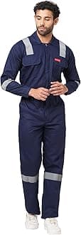 Sponsored Ad - MEN'S 100% COTTON INDUSTRIAL WORK WEAR COVERALL BOILER SUIT WITH REFLECTIVE TAPE 200 GSM 4XL_NAVY BLUE