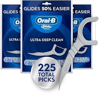 Glide Ultra Deep Clean Floss Picks, Removes Food and Plaque, Cool Mint Flavor, 75 Floss Picks, Pack of 3