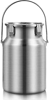 304 Stainless Steel Milk Can with Single Handle Milk Transport Bucket Wine Pail Oil Barrel Tea Canister Tote Jug with Sealed Lid and Lock Buckle for Milk Wine Oil, 10L
