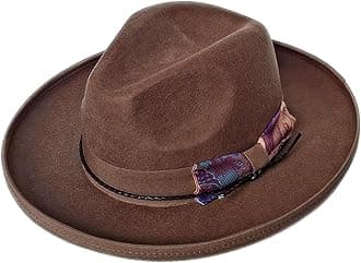 100% Wool Felt Fedora Hat for Men Women, Vintage Wide Brim Panama Hat with Bow, Winter Warm Rancher Cap