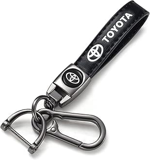 Leather car Keychain Set for Toyota, Corolla, RAV4, Highlander Men and Women Family Present Keychain Key Ring Lanyard Accessories (Black)