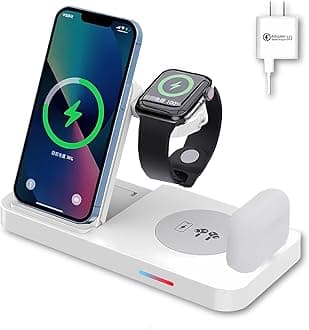 6-in-1 Fast Wireless Charging Station for iPhone 16/15/14/13, Apple Watch Ultra/9/8, AirPods Pro,18W Qi-Certified (B19-C-WHITE)