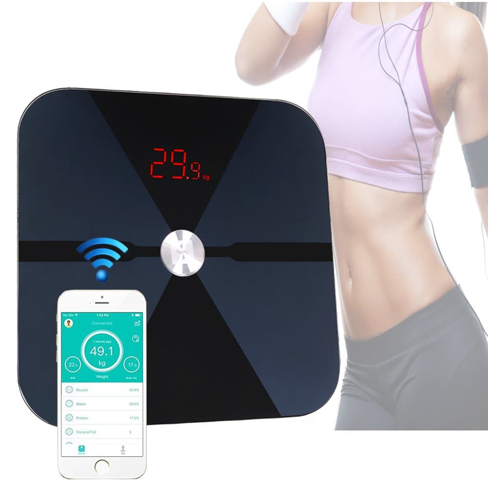 Wifi Smart Scale with Body Analyzer ,Connection IOS / Android APP,High Accuracy Digital Body Fat Analysis，Weight The Maximum Load 5-180kg.