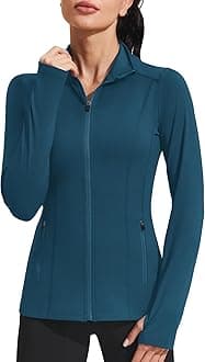 PINSPARK Women's Athletic Jackets Slim Fit Workout Jacket Full Zip Up Running Gym Yoga Sports Tops with Pockets