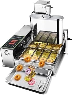 Commercial Automatic Doughnut Machine, Digital Donut Fryer, Commercial Mini Donut Maker Donut Machine Maker, Adjustable Donut Thickness Stainless Steel, 5.5L Hopper, 1750 unit/h