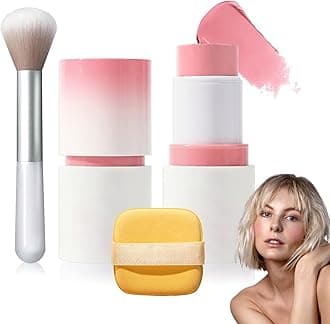 Cream Blush Stick with Brush and Makeup Sponge,Waterproof Multi Cream Makeup Stick,Lightweight,Long-lasting,2 in 1 Multi Blush for Cheeks & Lip Tint & Eyeshadow G