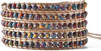 Natural Stone Wrap Bracelet for Women Boho Bracelets Healing Crystal Beaded Bracelet Adjustable 3/5 Wraps Bracelet Handmade Birthday Gifts for Women