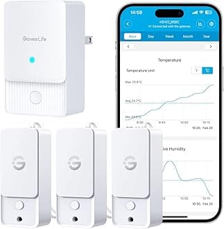 Indoor WiFi Thermometer Hygrometer 3Pack, Smart Humidity Temperature Sensor with IP 65 Waterproof, App Notifications, 2-Year Free Data Storage Export, Temperature Humidity for Home Patio