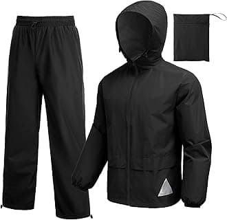 Men's Rain Suit 2 Piece Waterproof Breathable Rain Gear Lightweight Rain Jacket Pants Rainwear Suit