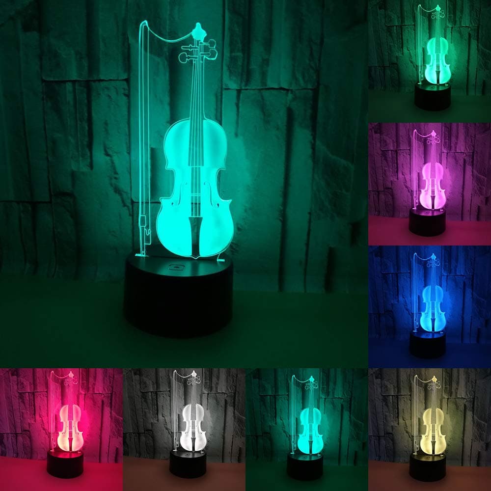 RUMOCOVO® Cello 3D LED Visual Night Light 7 Colorful Changing Home Office Decoration Lamp Creative Sleep Lighting Musician Gifts Birthday Christmas Gifts Kids Toys
