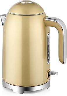 SUSTEASElectric Kettle - 57oz Electric Tea Kettle, 1500W Fast Heating Stainless Steel Hot Water Kettle, Cordless LED Indicator, Auto Shut-Off & Boil Dry Protection, Champagne