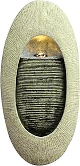 GEEZY Garden Water Feature – Wall Fountain with LED Lights – Mains Powered, Self-Contained, Indoor & Outdoor – Easy Setup, Relaxing & Cascading – Great for Garden, Home, Patio & Balcony Decor