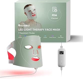 LED Light Therapy Face Mask, 7 Targeted Light Modes, Portable Red Light Mask with NIR LEDs, Skin-Friendly Silicone & Eye Protect, 5-10 Mins Quick Treatment, Infrared Rechargeable