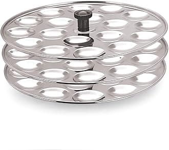 Stainless Steel Mini Idli Maker with 3 Plates | Makes 54 Soft Button Idlis at Once | Compact idli Stand Only for Steamer, Cooker & Pot.