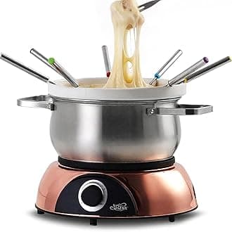 3-in-1 Electric Fondue Pot 2.6QT – Chocolate, Cheese & Meat Hot Pot, 1500W High-Power with Removable Stainless Steel & Ceramic Bowls, Perfect for Parties, Family Dinners & Gifts