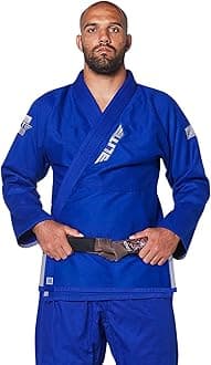 Elite Sports Bjj Gi for Men - Brazilian Jiu Jitsu Gi - Preshrunk sweat wicking Fabric - Machine washable - Free white Belt, Pack of 3 (Premium Blue), 2
