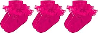 Baby Girl Ruffle Socks Eyelet Double Lace Turn Cuff Ankle Frilly Dress Socks for Newborn/Infant/Toddler/Little Kids
