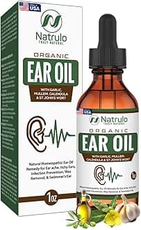 Organic Ear Oil for Ear Infection - Natural Eardrops for Ear Pain, Swimmer's Ear & Wax Removal - Kids, Adults, Baby, & Dog Earache Remedy - Ear Drops with Mullein, Garlic, Calendula Made in USA