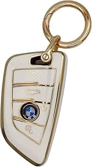 for BMW Key fob Cover, Soft Full Protection Key Case Shell for BMW 2 5 6 7 Series X1 X2 X3 X5 X6 X7 Premium Anti-dust Anti-Break Protection (White)
