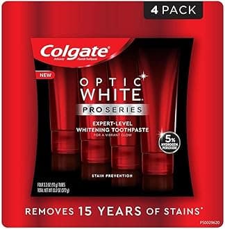 Colgate Optic White Toothpaste Pro Series Stain Prevention 3.3 Ounce (Pack of 4)