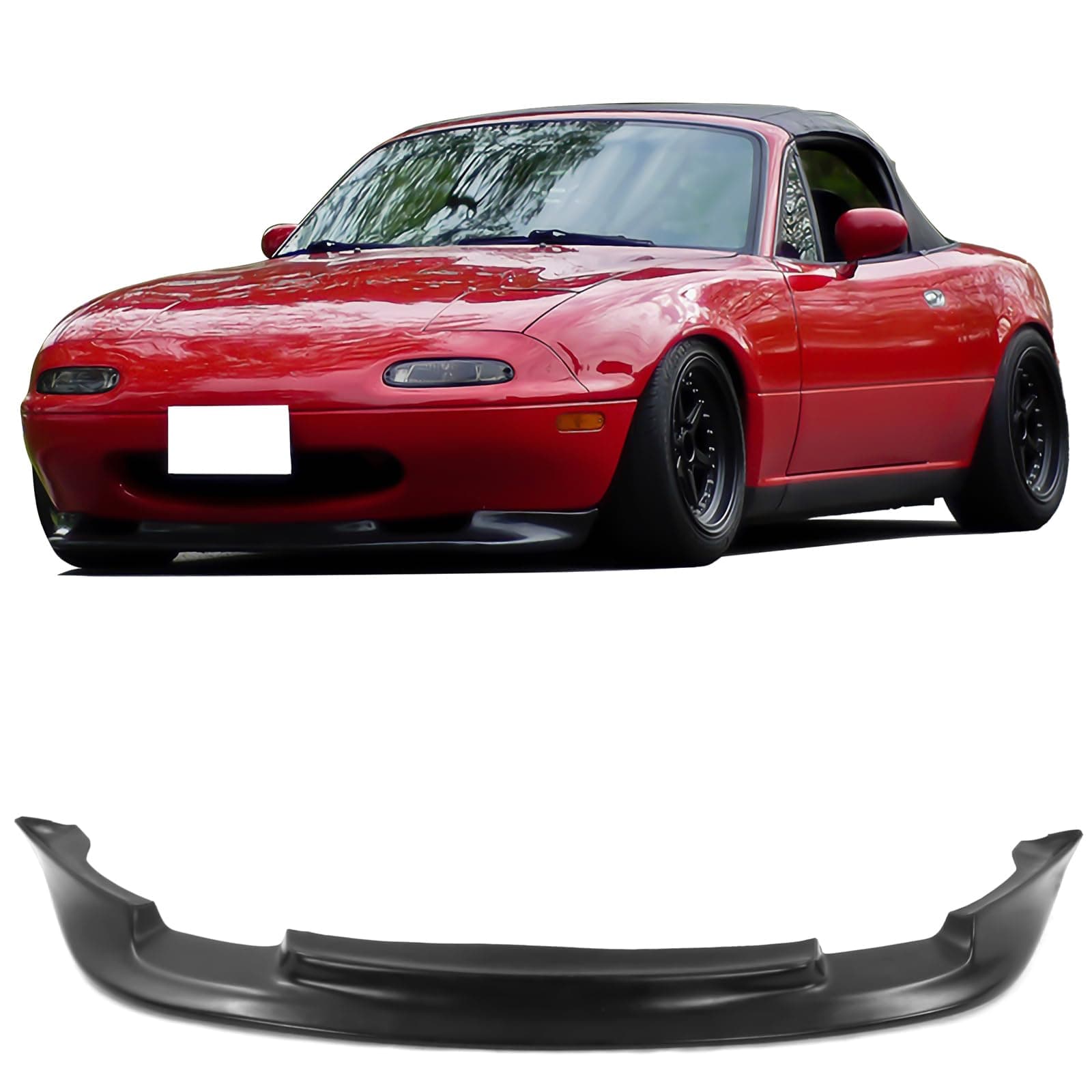 Front Bumper Lip Compatible with 1990-1997 Mazda Miata MX-5 All Models Type GV Style Black Spoiler Splitter Valance Fascia Cover Guard Protection Conversion by IKON MOTORSPORTS, 1991 1992 1993 1994