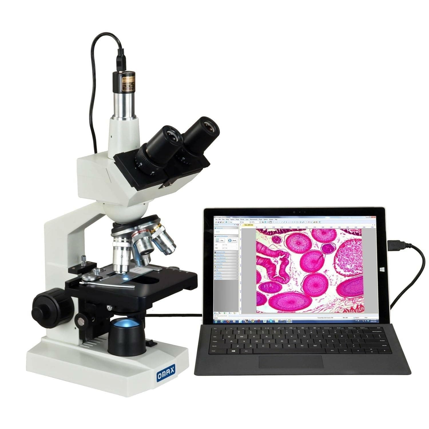 40X-2500X LED Digital Trinocular Lab Compound Microscope with 5MP Camera and Mechanical Stage