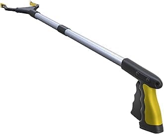 2024 Upgrade PowerGrip T9, Grabber Reacher Tool, Wide Jaw, Foldable, Steel Cable, with 96 Grip Points for Firm Grip, 32" with Magnet (Yellow, 32 Inch)