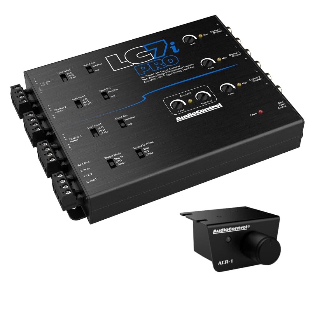 LC7iPRO 6-Channel Active Line Output Converter with AccuBASS for Adding Subwoofers, Amplifiers to Factory Car Audio Receiver Head Unit, Includes ACR-1 Dash Remote Bass Knob Controller