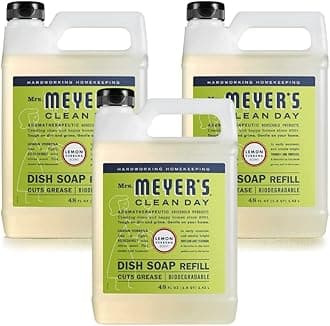 MRS. MEYER'S CLEAN DAY Liquid Dish Soap Refill, Biodegradable Formula, Lemon Verbena, 48 Fl Oz. (Pack of 3)